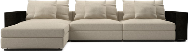 Picture of Freetown Straight Sofa (with Ottoman and Grey Oak Armrests)