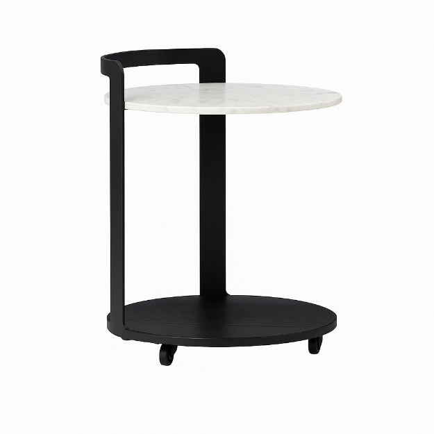 Slika C06B0505BLWCARR HARMON KLUB STO FI46Xh56 cm CARRARA/BL WAL